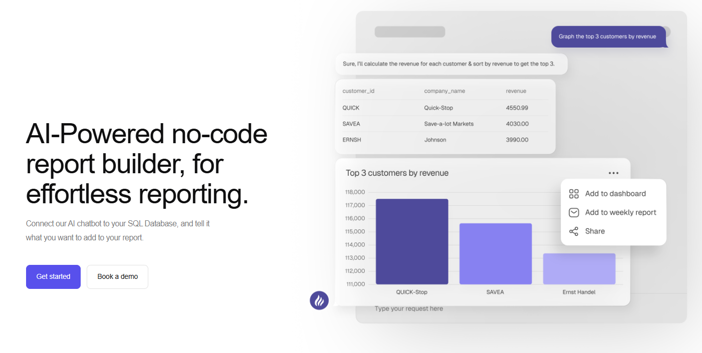 BlazeSQL no code data analytics platform