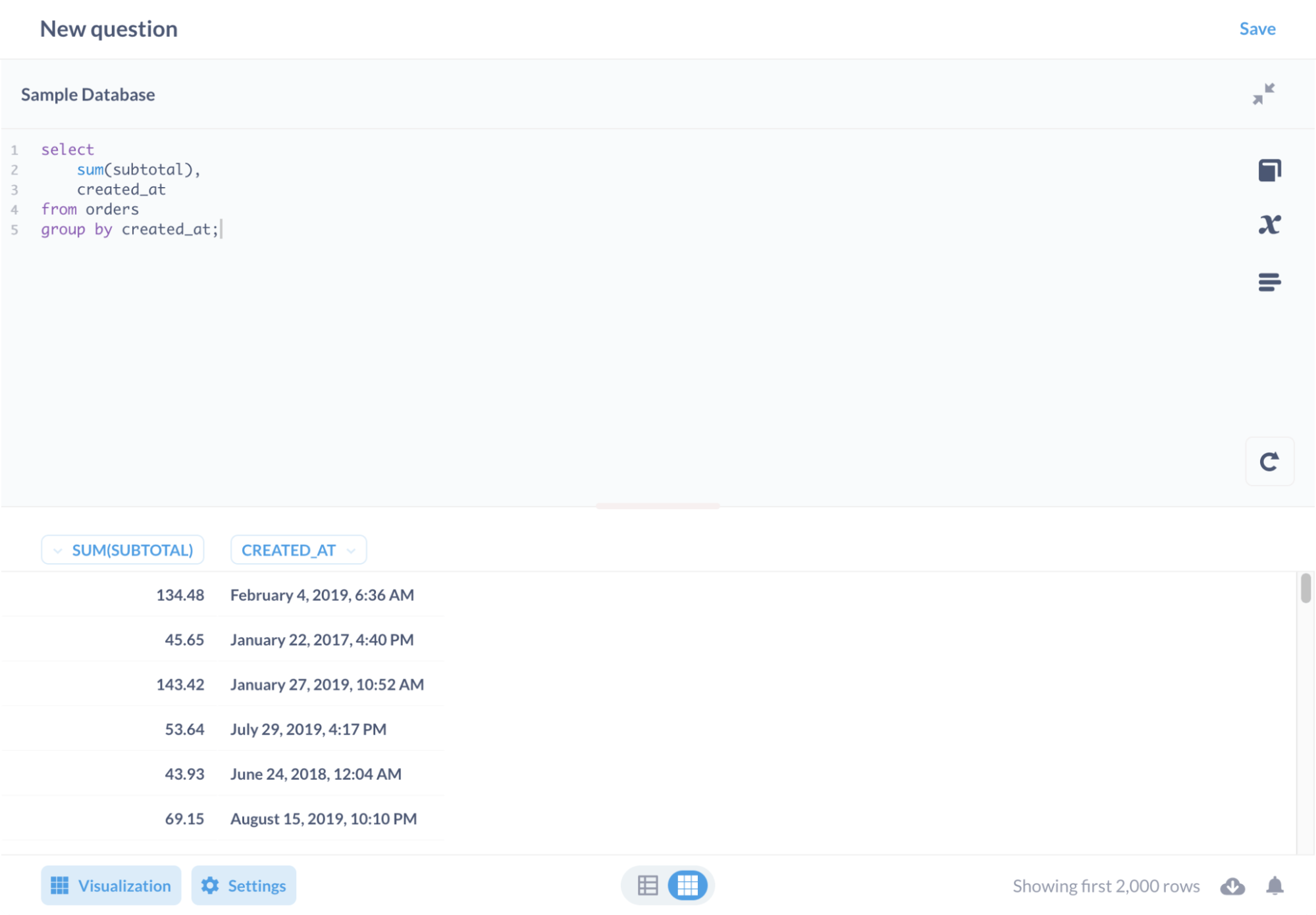 SQL Editor Metabase