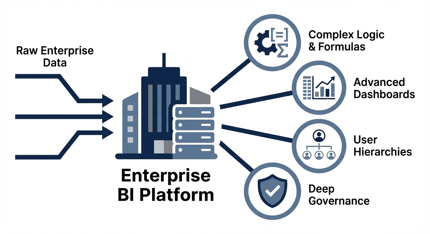 Illustration representing enterprise BI platform evaluation